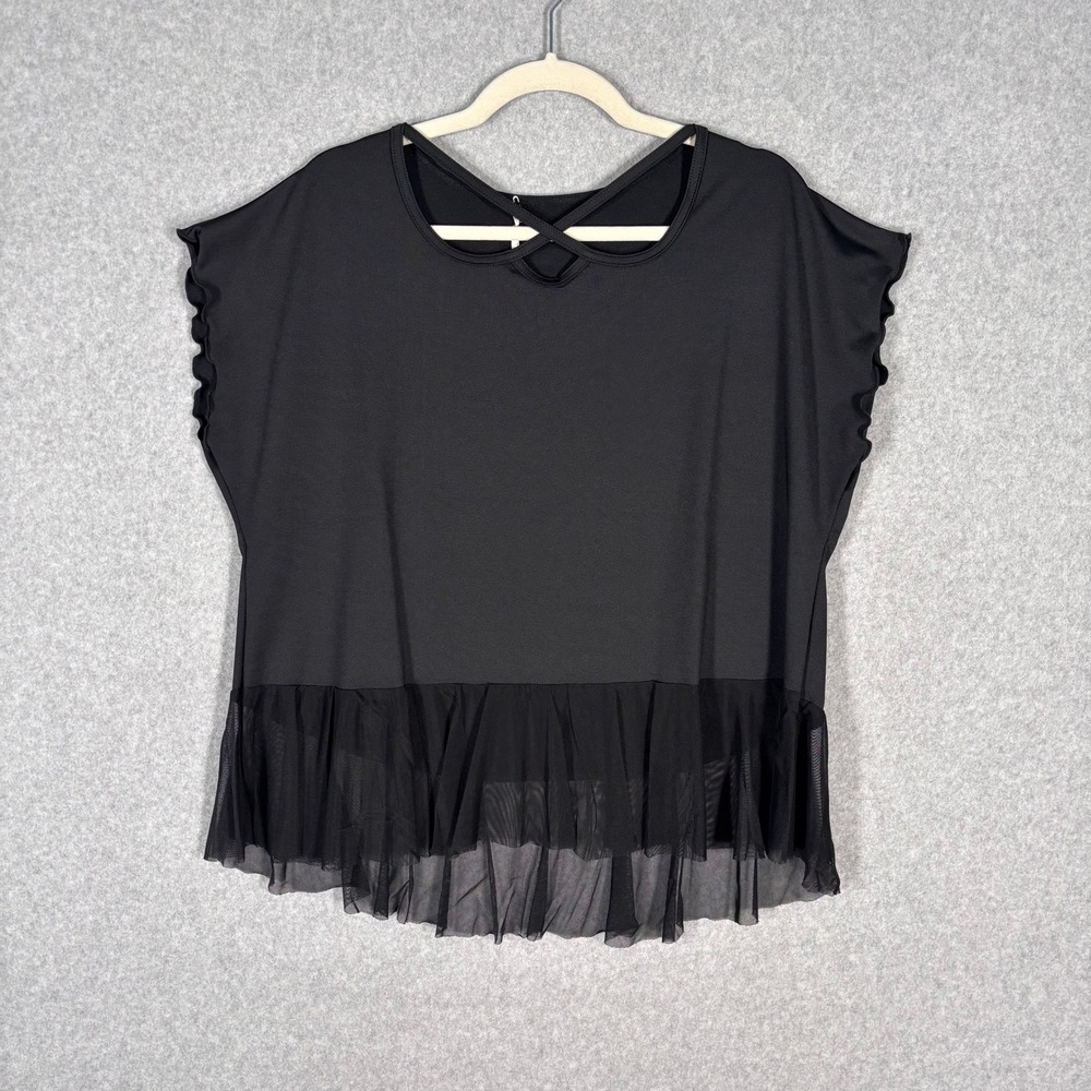 Laura Hlavac Sheer Mesh Ruffle Top Medium Whimsigoth Oversized Witchy Dark Fairy